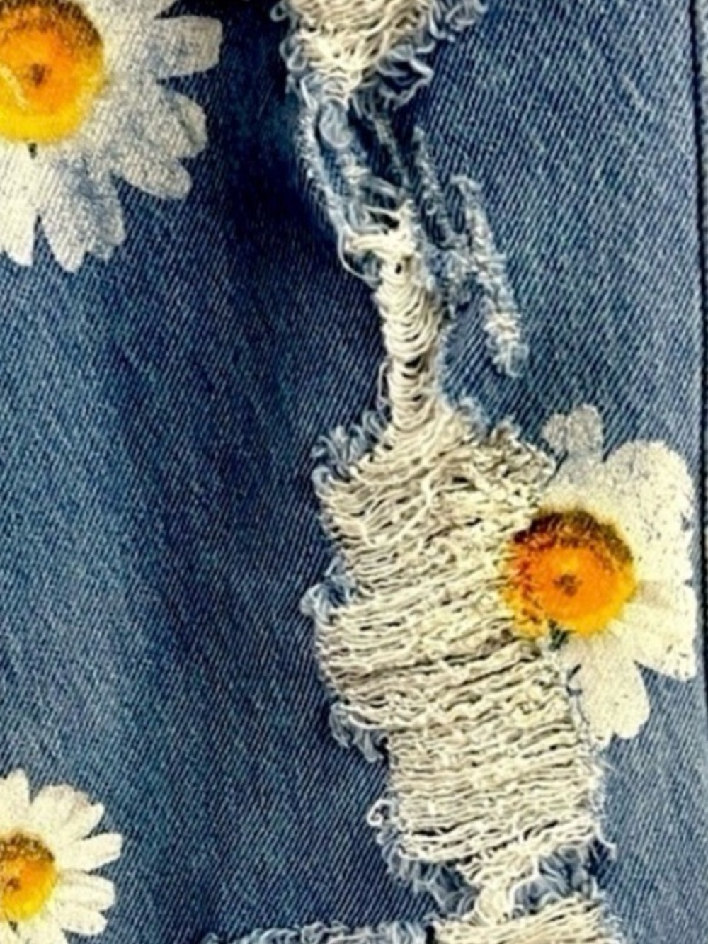 Vintage Clio Denim Distressed Hand Painted Crop Jeans Size 25 - Picture 9 of 11